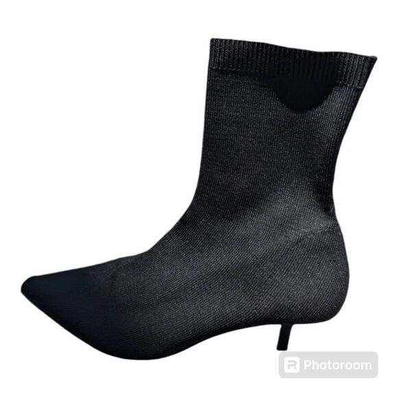 Zara Ribbed Knit Sock Ankle Boots Black EU36 US 5.5 - Picture 2 of 13